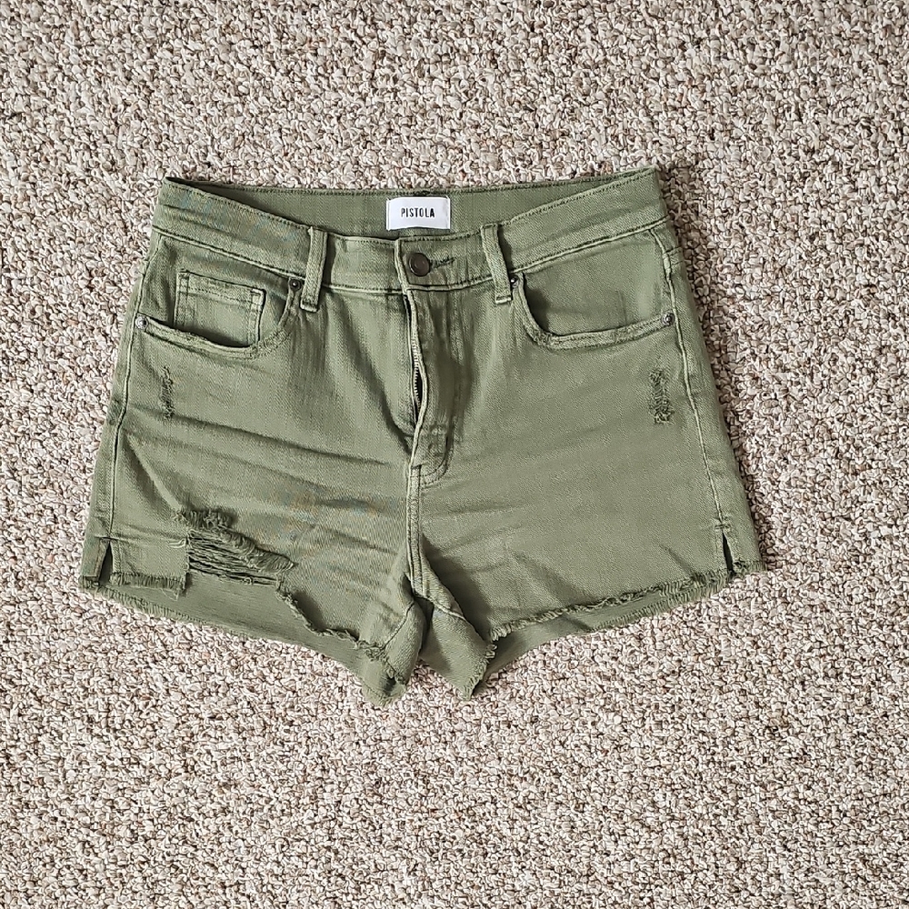 Pistola Olive Jean Shorts with Distressed Details